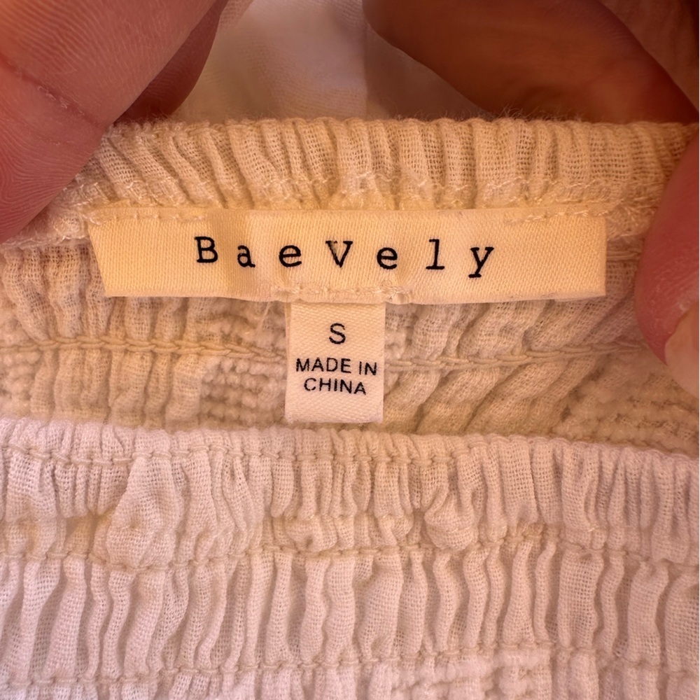 Baevely White Smocked Square Neck Long Sleeve Ruffle Midi Dress (small) - Picture 2 of 5